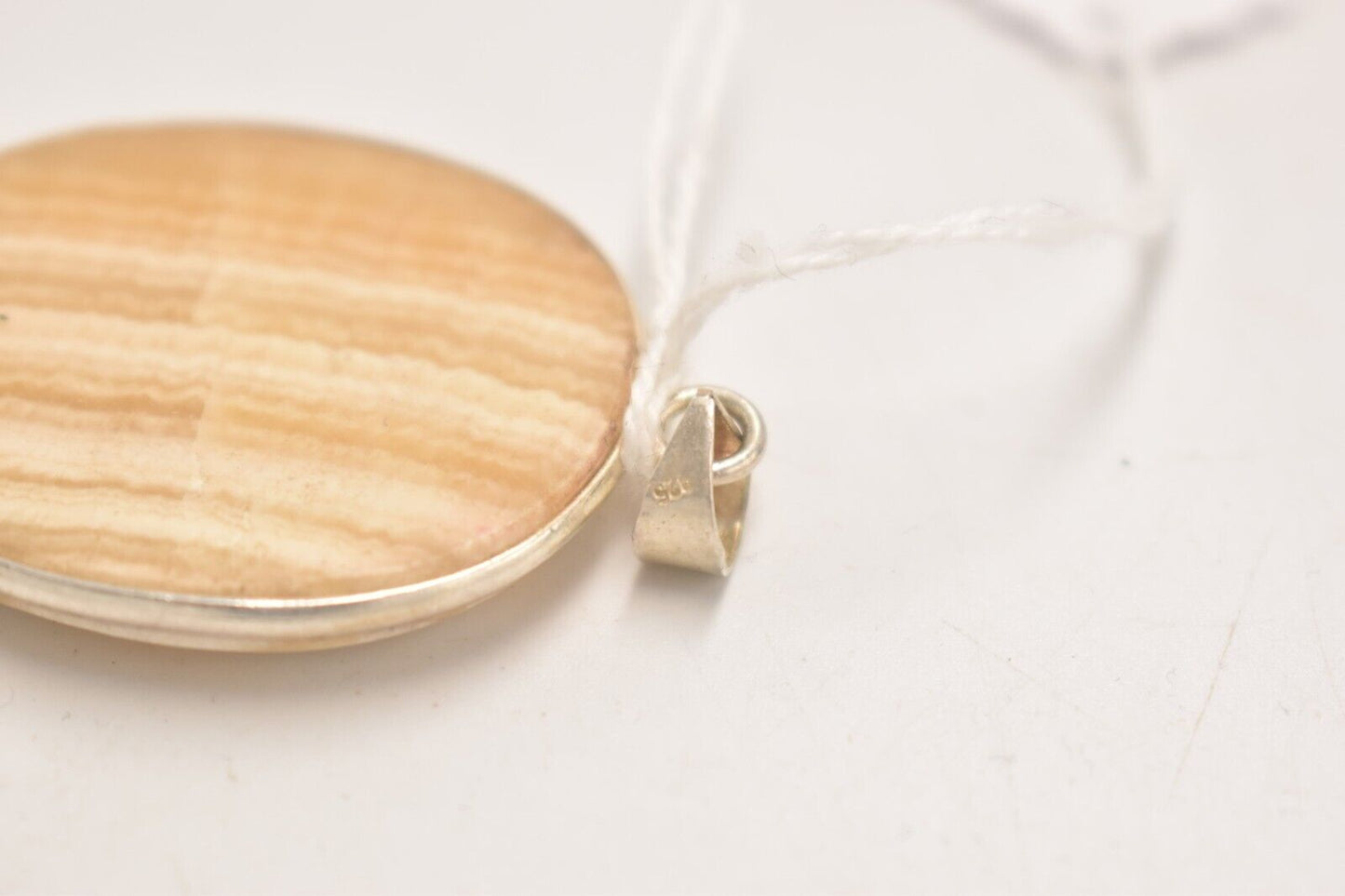 Vintage 925 Sterling Silver Yellow Agate Pendant Necklace – Elegant Statement