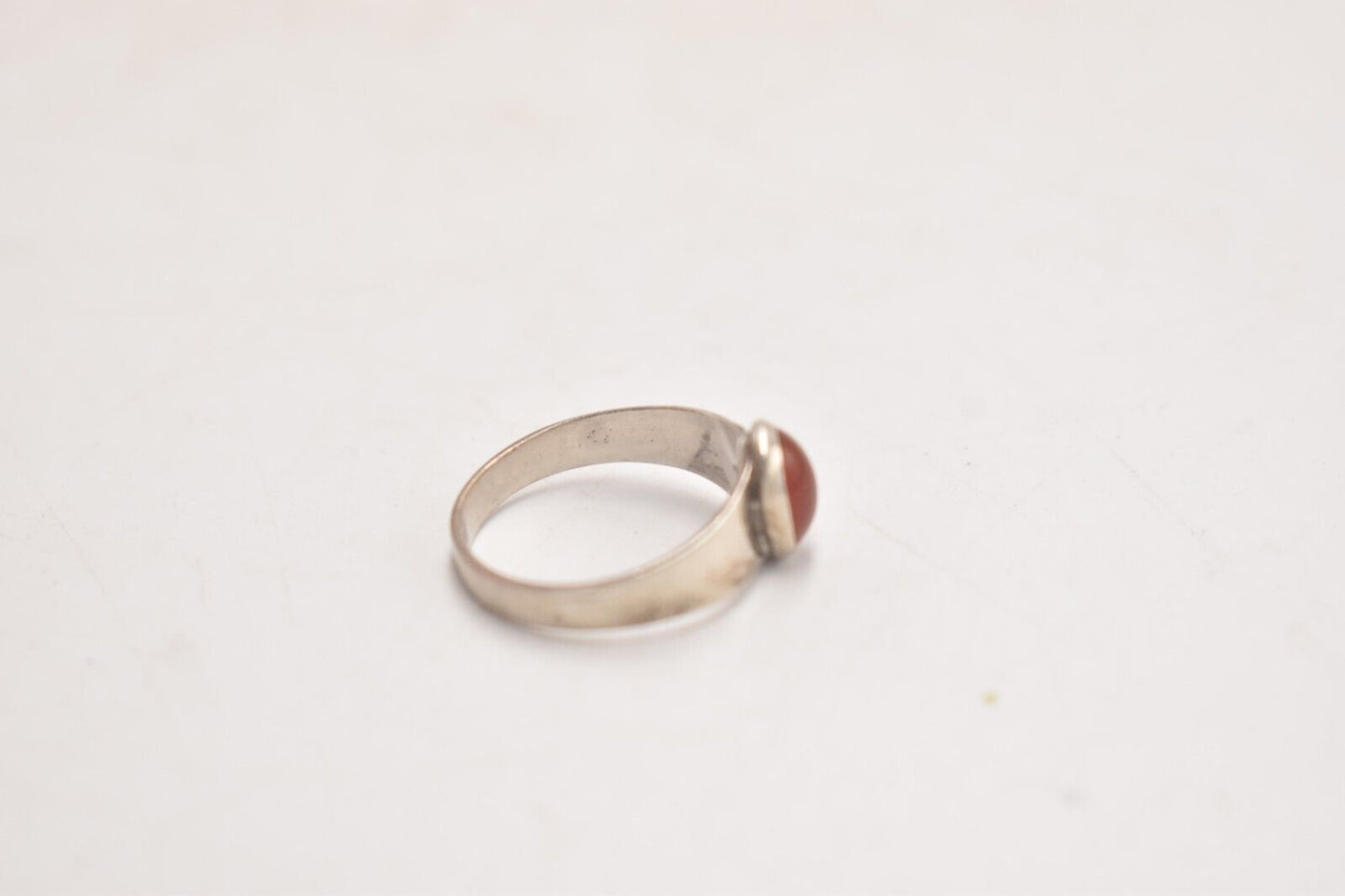 Vintage Sterling Silver Carnelian Agate Modernist Ring – Size N 1/2 – 1978 Birmingham