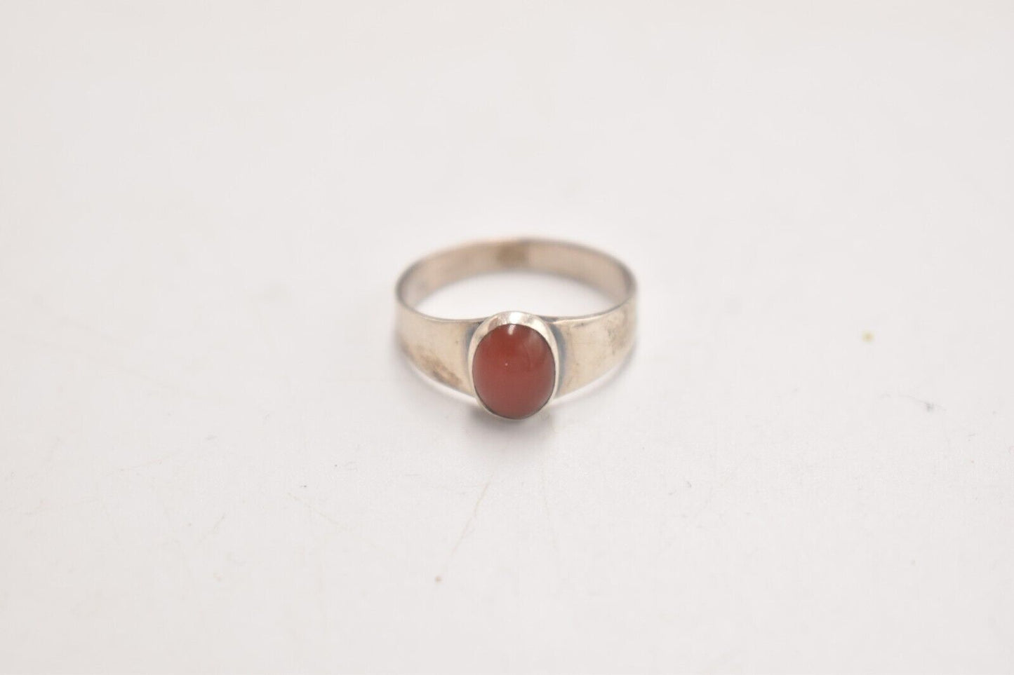 Vintage Sterling Silver Carnelian Agate Modernist Ring – Size N 1/2 – 1978 Birmingham