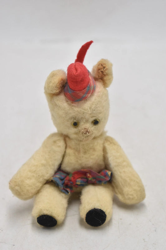 1940s Miniature Sheep's Wool Vintage Teddy Bear in National Dress Fully Jointed