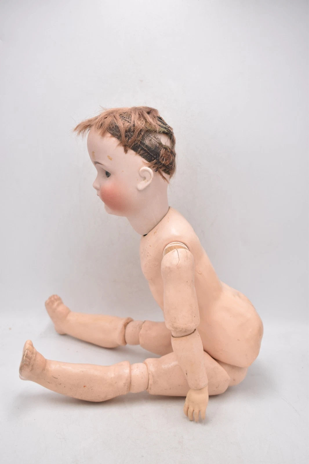 Antique Bruno Schmidt Large Bisque Head Doll 54cm Sleepy Blinking Eyes Vintage