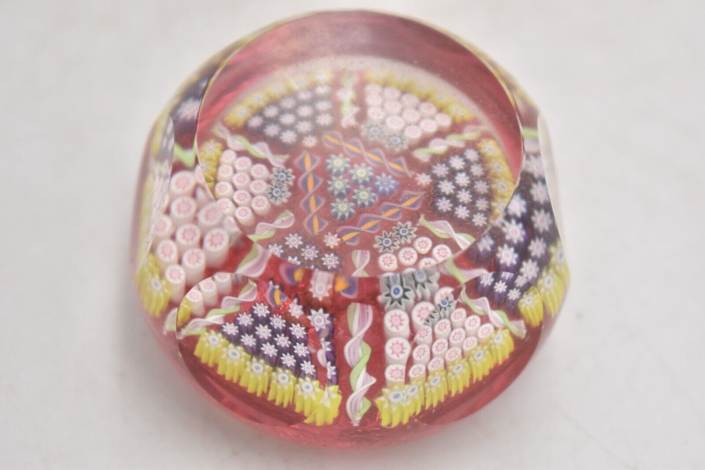 Vintage Perthshire Millefiori and Radial Twist Paperweight Decorative Art Glass