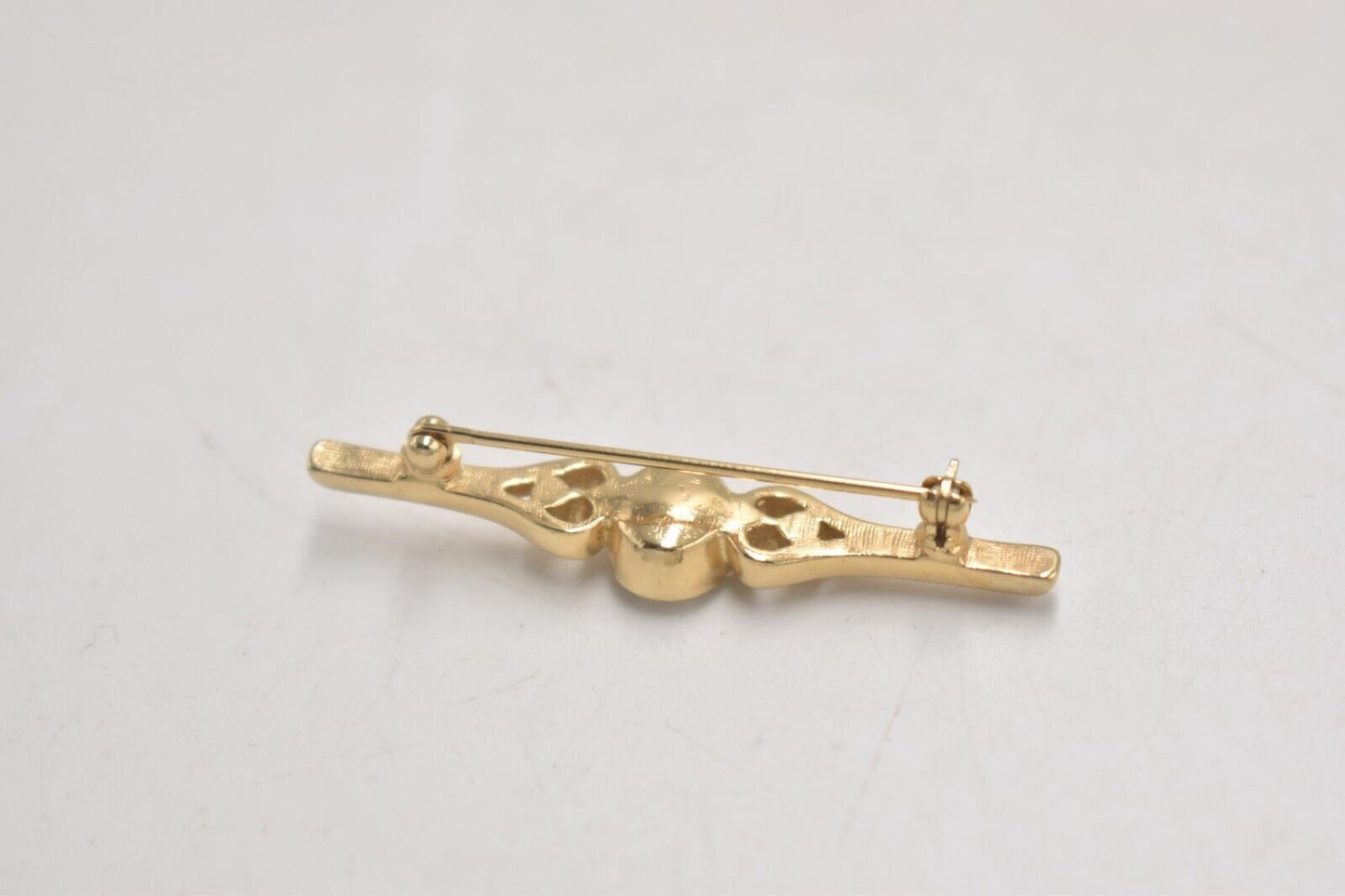 Vintage Gold Tone Diamante Bar Brooch