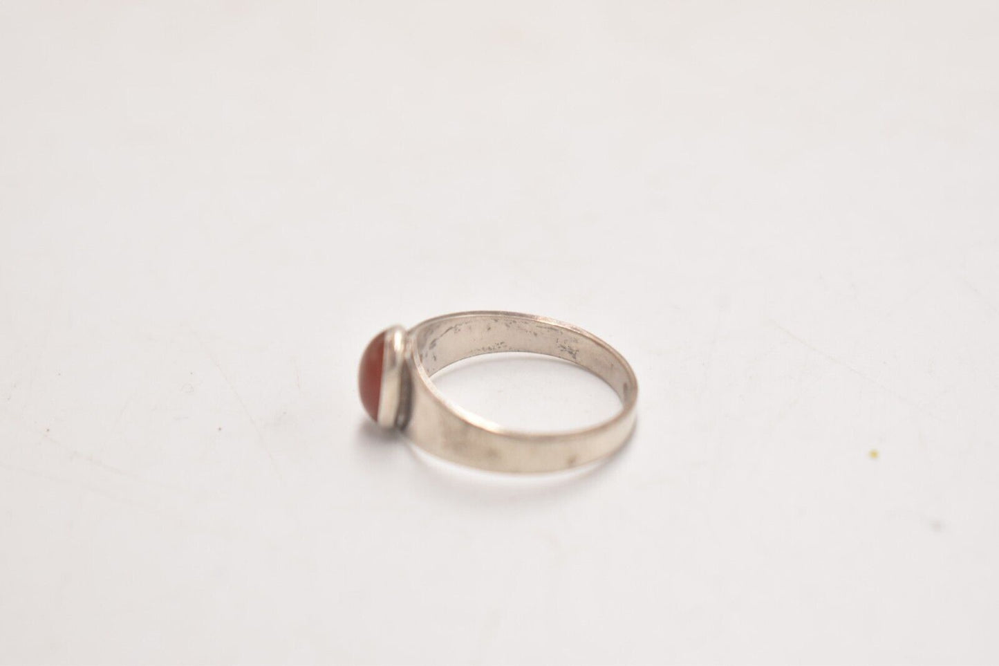Vintage Sterling Silver Carnelian Agate Modernist Ring – Size N 1/2 – 1978 Birmingham