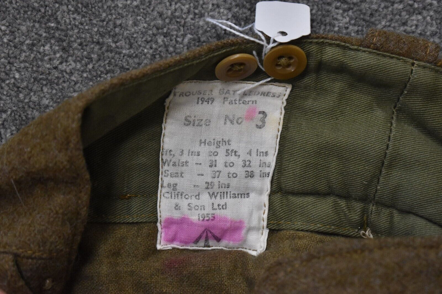 British Army 1949 Pattern Wool Battledress Trousers – W32" L29", Dated 1955