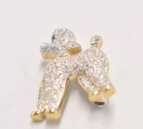 Vintage Poodle Dog Gold Plated and Diamante Brooch – Women's Jewellery