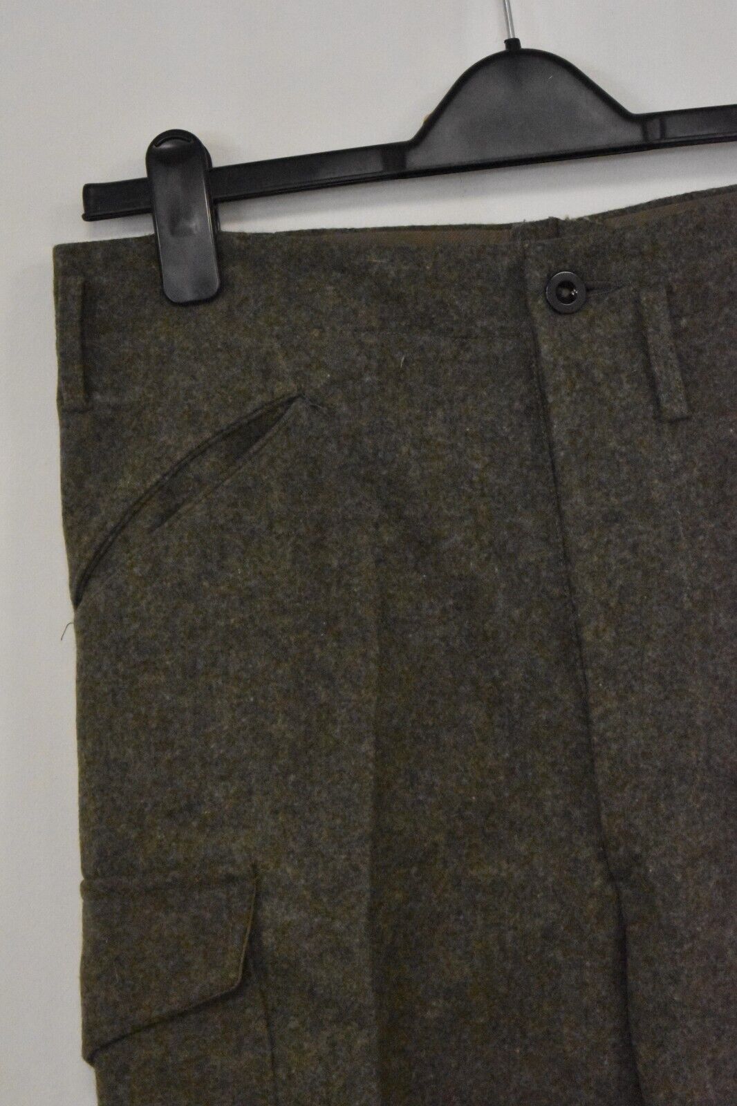Swedish Army WWII Olive Grey Wool Field Trousers with Leather Straps Dated 1941