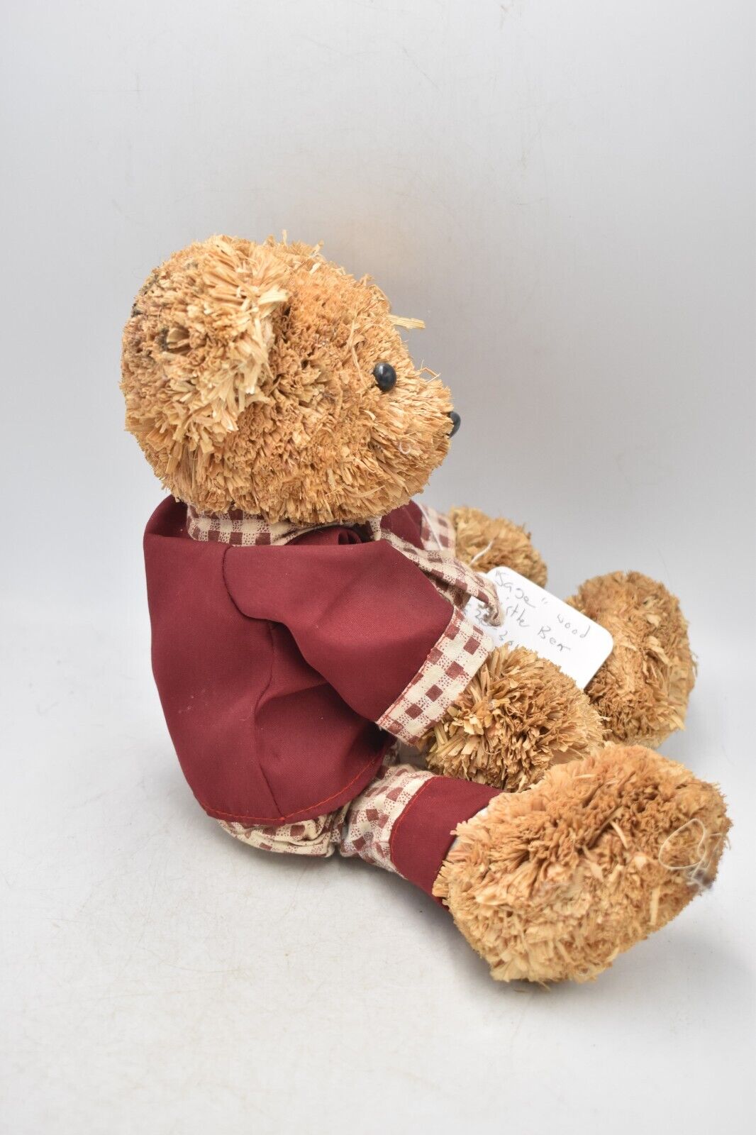 Vintage Sage Wooden Bristle Teddy Bear – 30cm