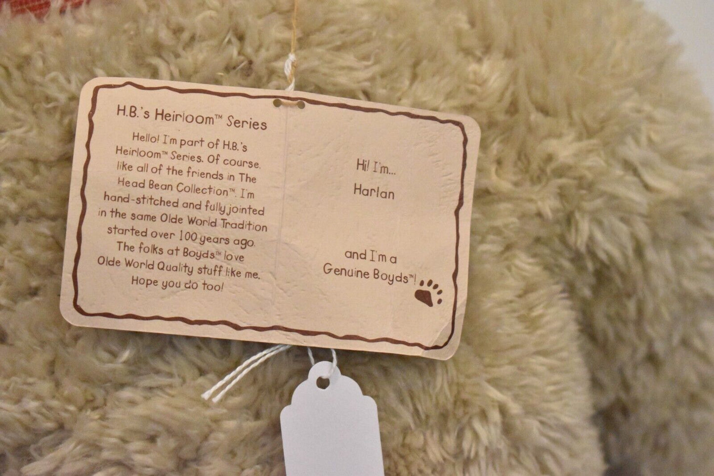 Boyds Harlan Large Cream Teddy Bear – Plush Soft Toy – Retired & Tagged