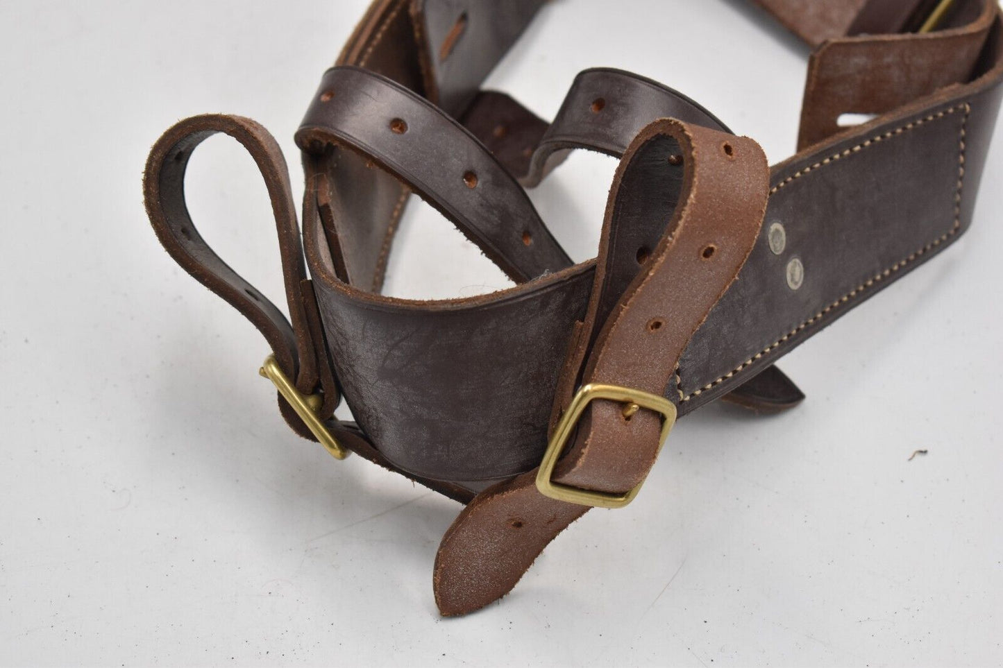 British Army WWI 1914 Pattern Leather Reproduction Webbing Belt by MHW – W32"