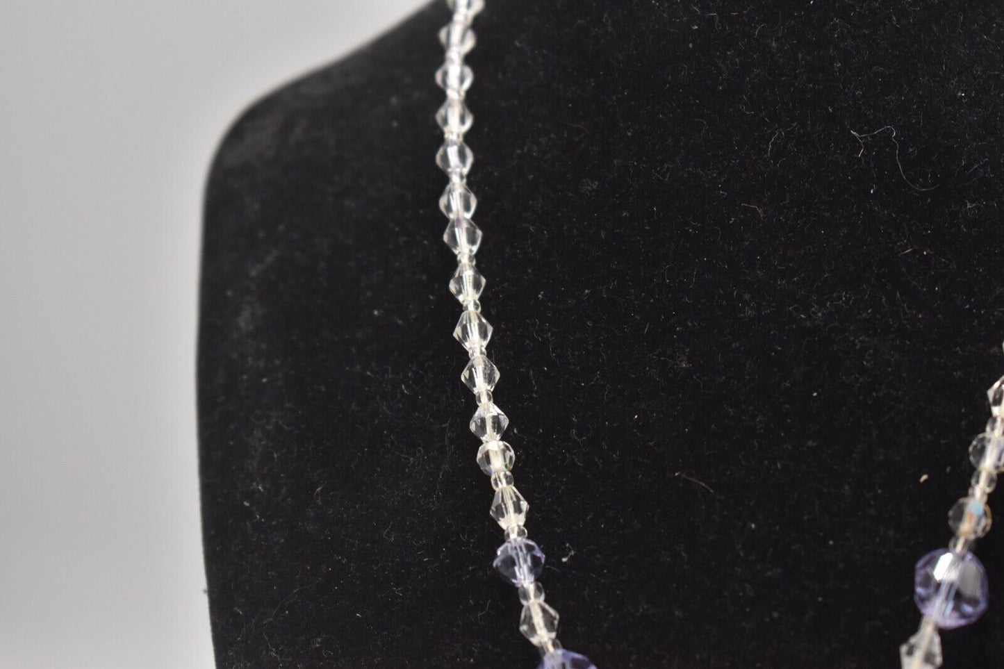Vintage Crystal & Purple Amethyst Graduated Faceted Necklace - 42cm