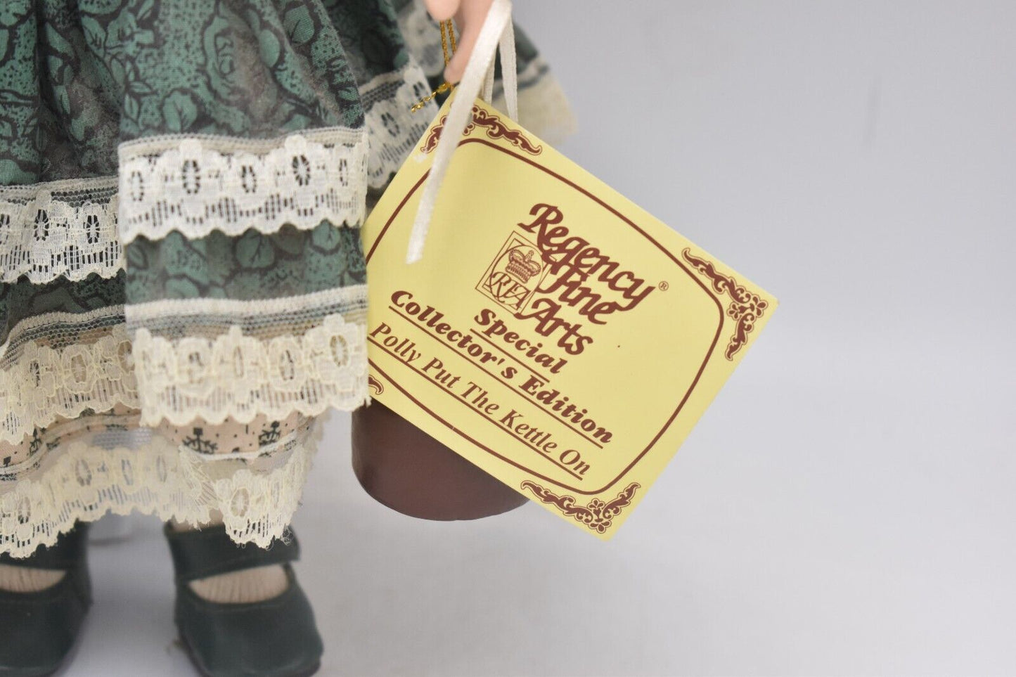 Vintage Regency Fine Arts Polly Put the Kettle On Porcelain Doll Retired Tagged