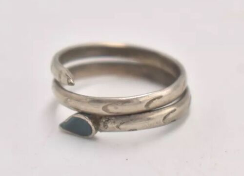 Vintage Sterling Silver 925 Navajo Coiled Snake Ring – Size Q 1/2