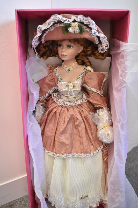 Vintage Large Porcelain Doll Antonia 70cm Victorian Dress Boxed