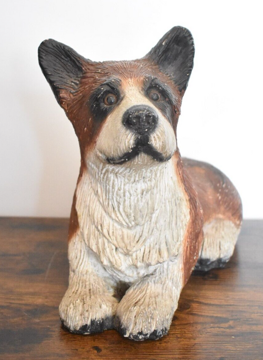 Vintage Corgi Dog Life Like Door Stop Figurine Statue Ornament Very Heavy
