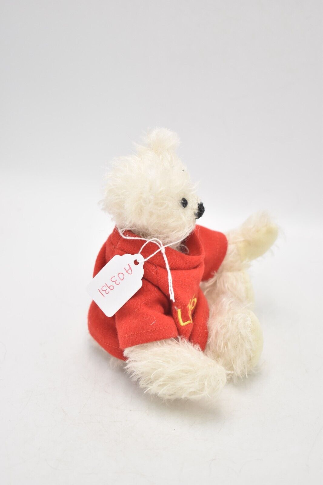 Vintage Artist Teddy Bear White Mohair Red Lifeboats Top Fully Jointed 18cm