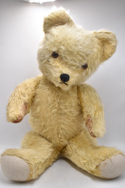 1950s Chad Valley Mohair English Vintage Teddy Bear Fully Jointed Glass Eyes