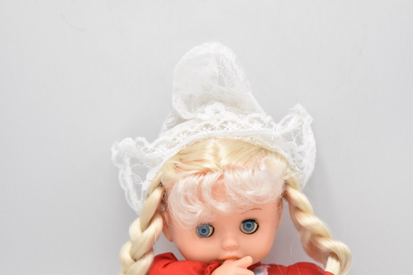 Vintage 1970's Thumb Sucking, Eyes Open and Close Doll Swiss Outfit, Soft Body