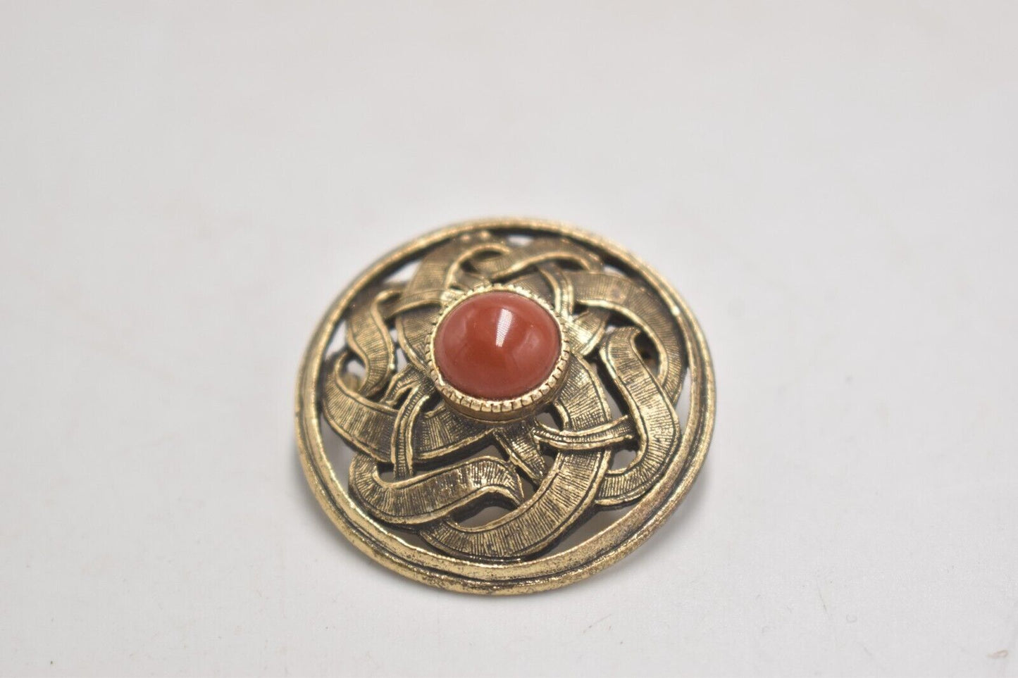 Vintage Celtic Knot Carnelian Brooch