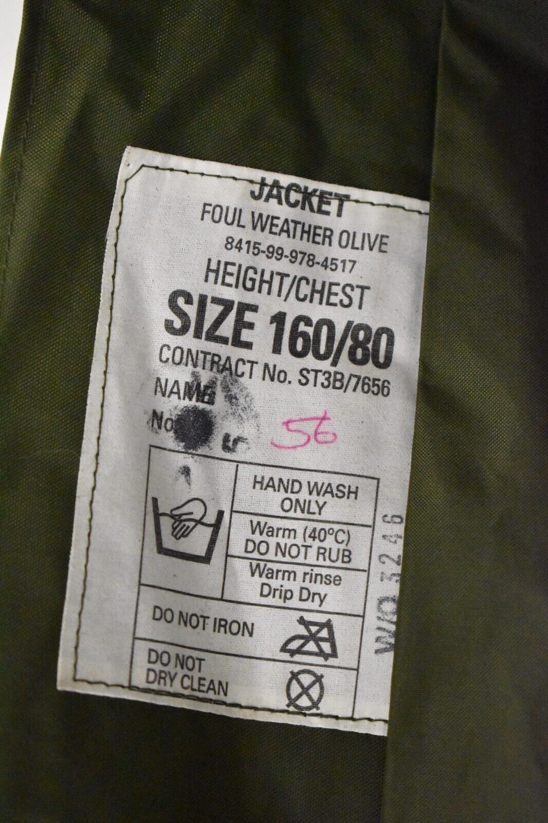British Army/RAF Olive Green Foul Weather Waterproof Jacket – Size 160/80