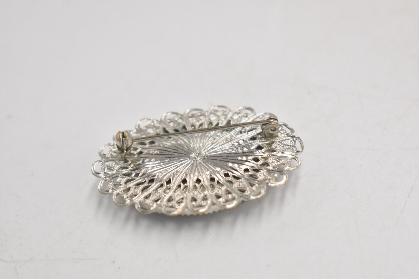 Vintage Serpentine and Silver Metal Large Oval Brooch – Costume Jewellery