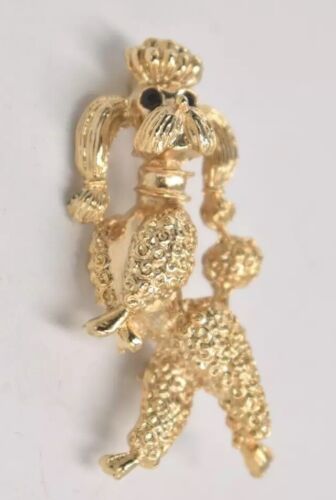Vintage Poodle Dog Brooch – Gold Tone – Costume Jewellery