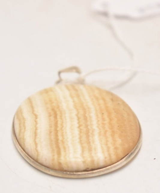 Vintage 925 Sterling Silver Yellow Agate Pendant Necklace – Elegant Statement