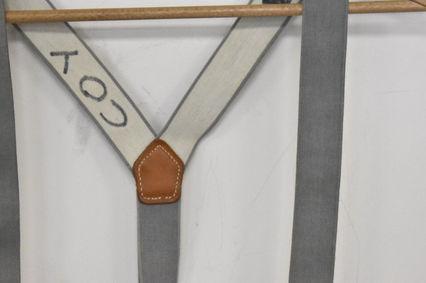 British RAF Army Grey Elastic Braces – Leather Buckles – 100cm