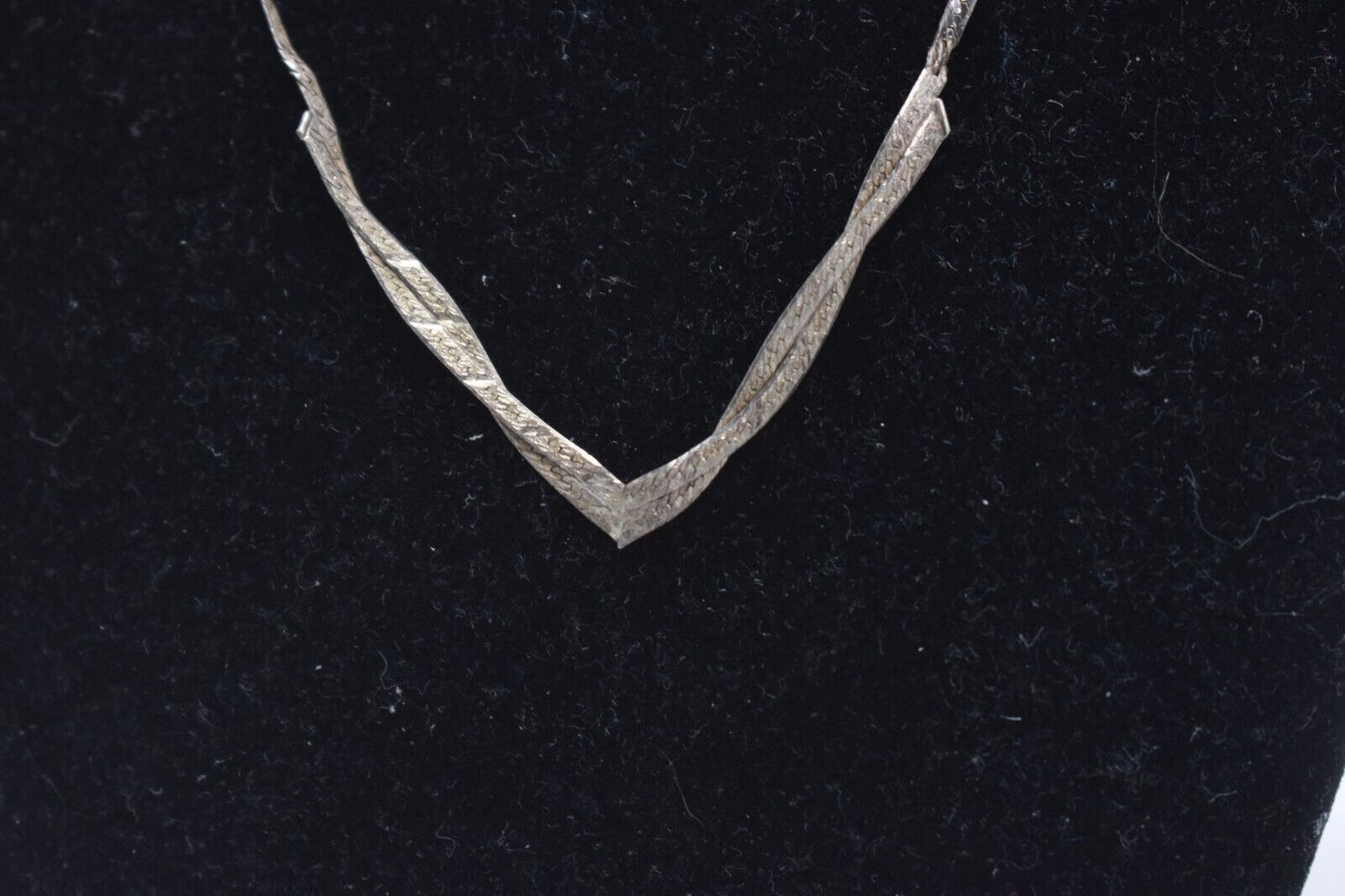 Vintage Sterling Silver 925 Herringbone Necklace 40cm