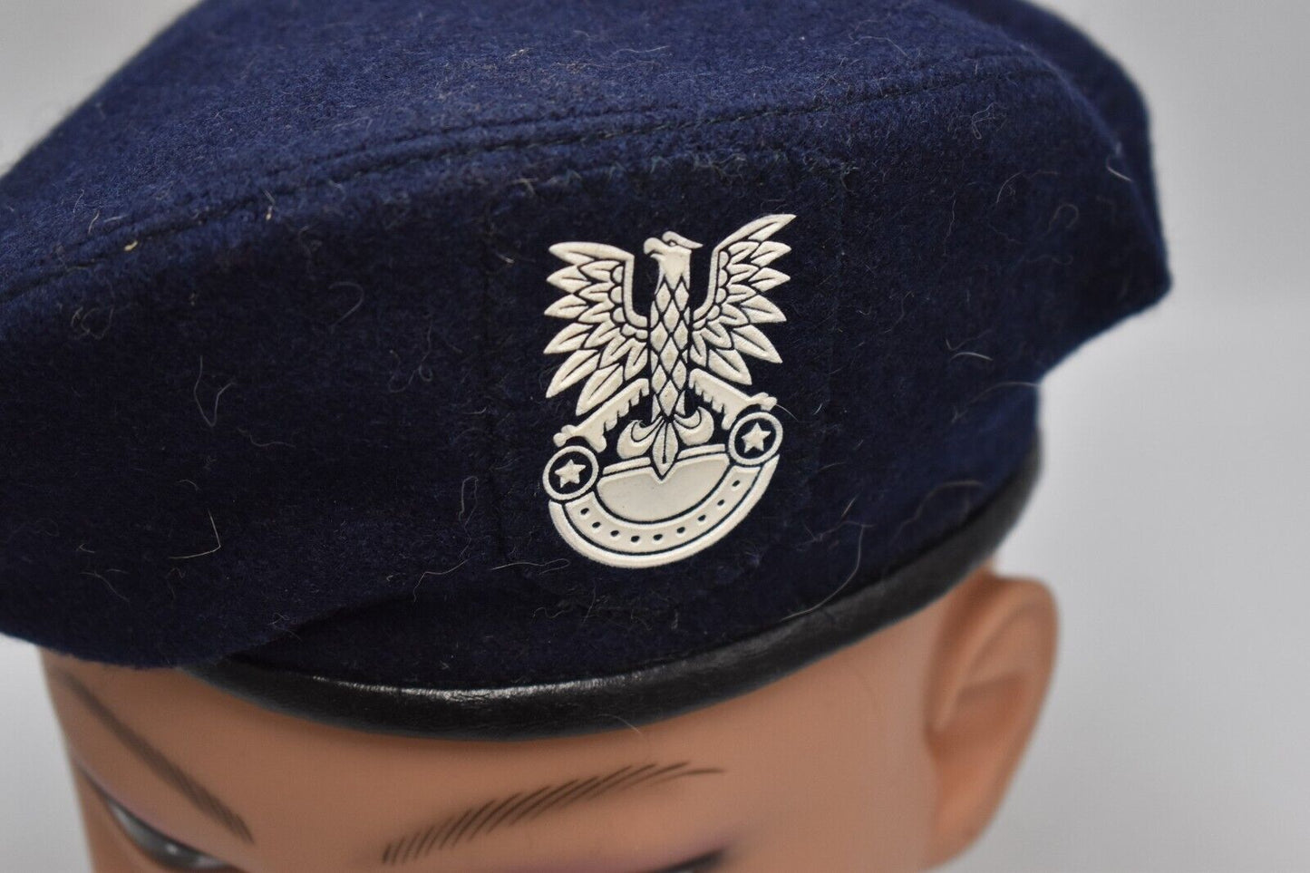 Vintage Polish Army Dark Blue Beret Flash Engineers – Size 54