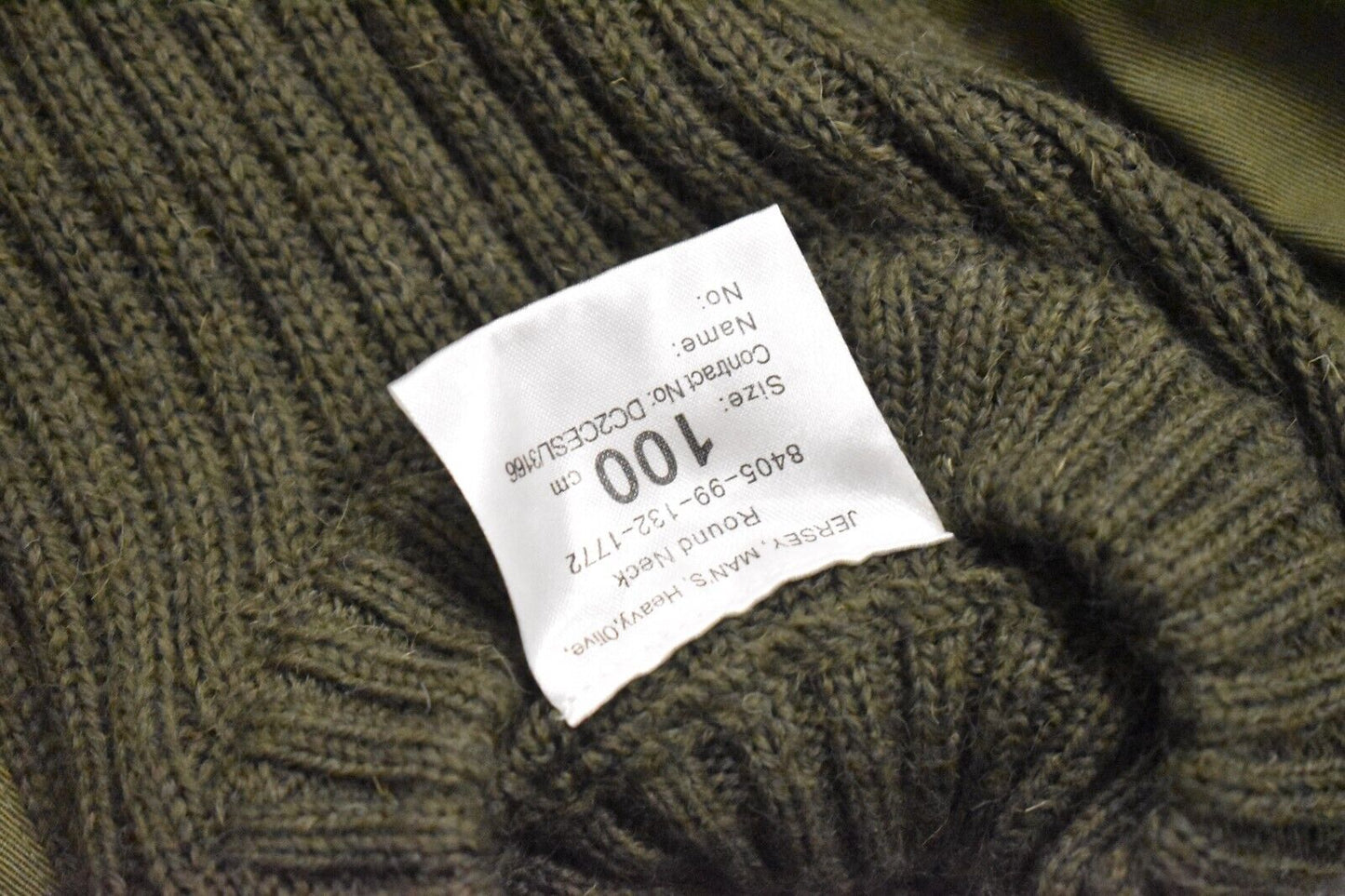 British Army Olive Green Wool Jumper Pullover Thermal Jersey - Size 100cm