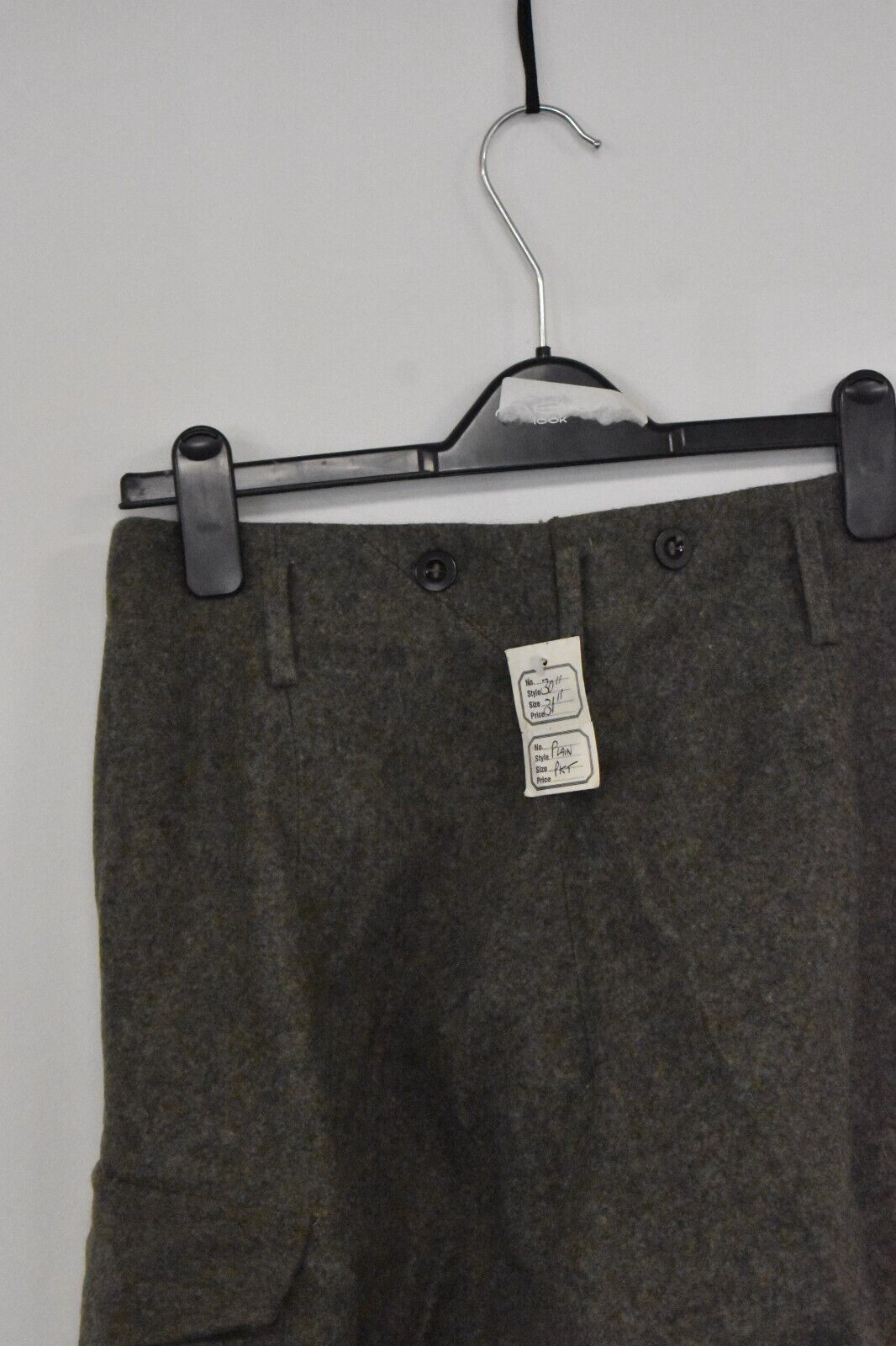 Swedish Army WWII Olive Grey Wool Field Trousers with Leather Straps Dated 1941