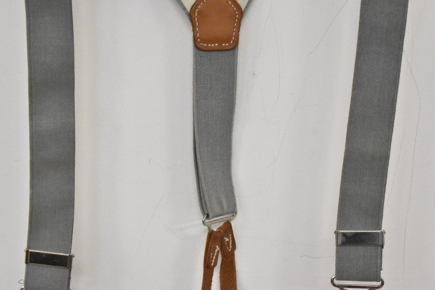British RAF Army Grey Elastic Braces – Leather Buckles – 100cm