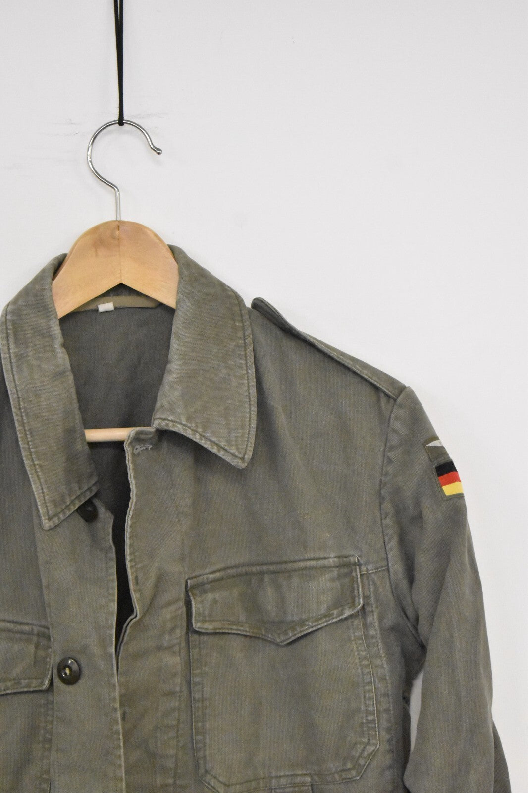 Vintage German Army Olive Moleskin Shirt – 40" Chest – Military Surplus Utility