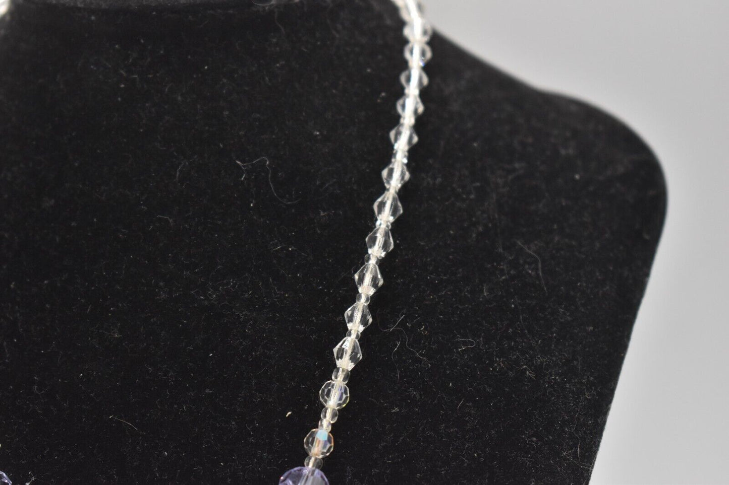 Vintage Crystal & Purple Amethyst Graduated Faceted Necklace - 42cm