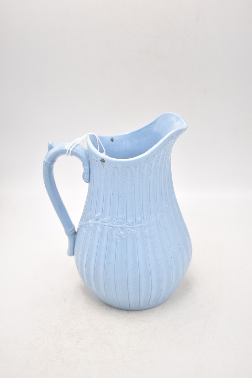 Antique Parian Ware Pitcher Jug – Pale Blue Ivy Design, Registered 1852