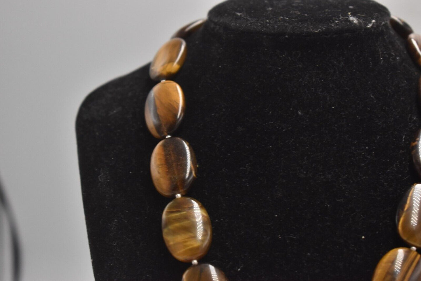 Vintage Sterling Silver 925 Tiger Eye Statement Necklace 52cm