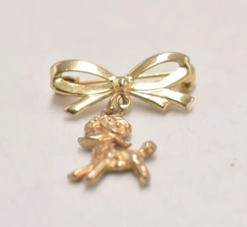 Vintage Gold Tone Poodle Dog Brooch – 4cm – Women's Costume Jewellery