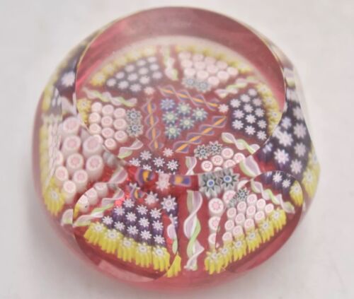 Vintage Perthshire Millefiori and Radial Twist Paperweight Decorative Art Glass