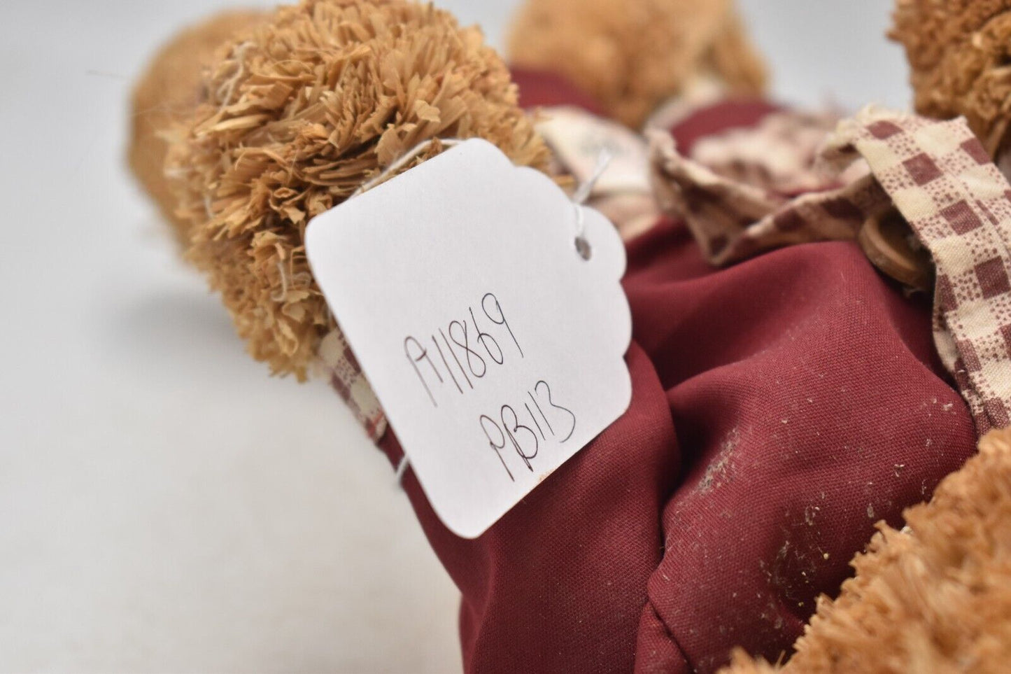 Vintage Sage Wooden Bristle Teddy Bear – 30cm
