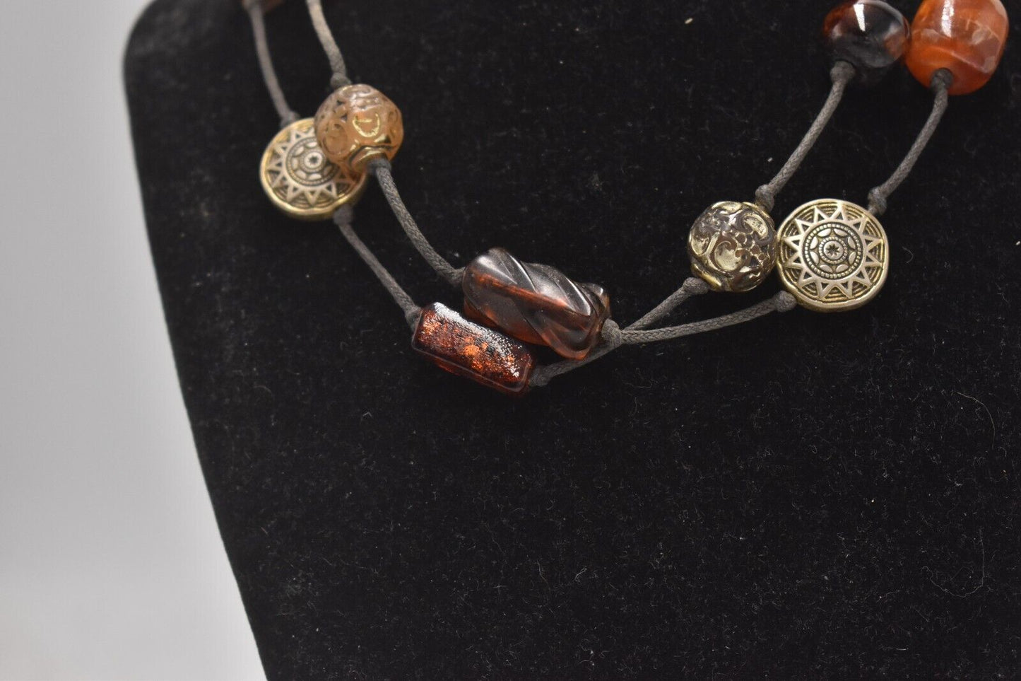 Vintage Retro Boho Multi-Colour Glass, Beaded & Metal Ladies Necklace – 38cm