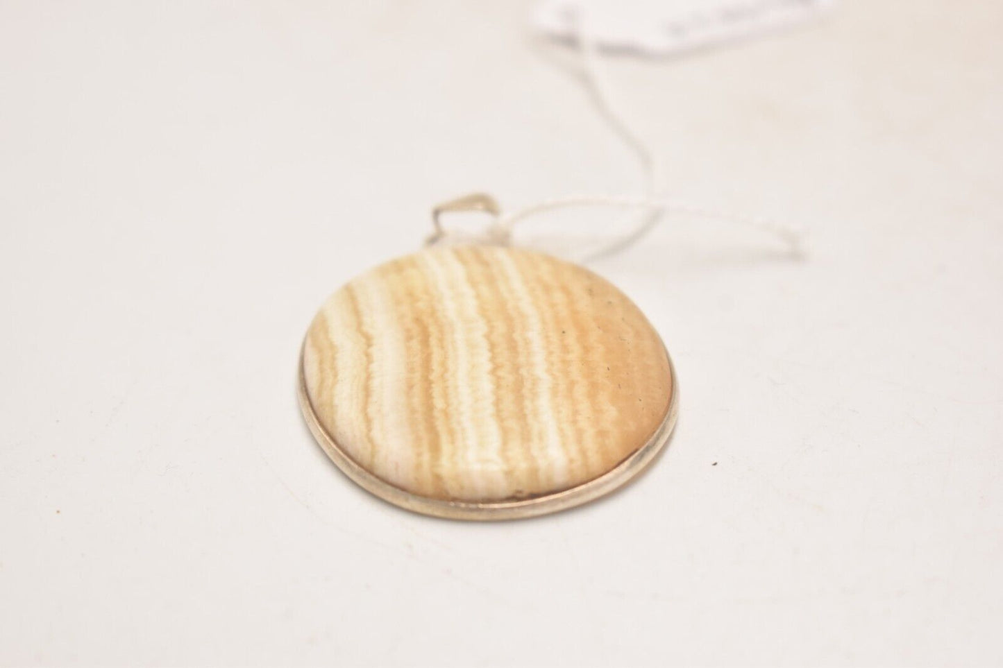 Vintage 925 Sterling Silver Yellow Agate Pendant Necklace – Elegant Statement