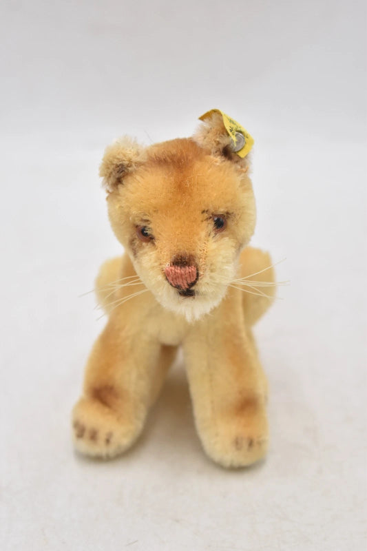 Vintage Steiff Lion Lioness 1950s 1960s Mohair Ear Button Tag 11cm