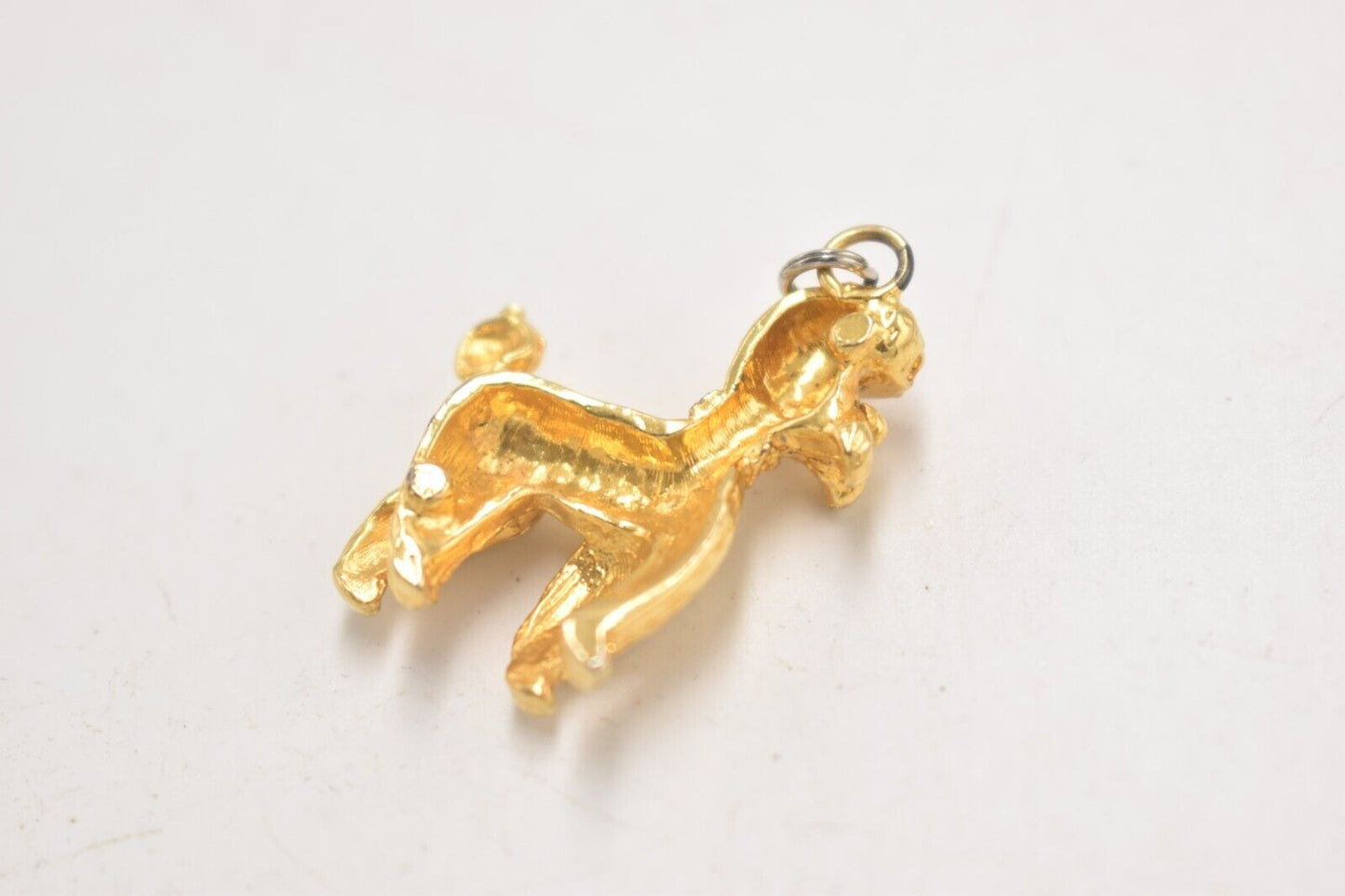 Vintage Gold Metal Poodle Dog Necklace Pendant 9.12g