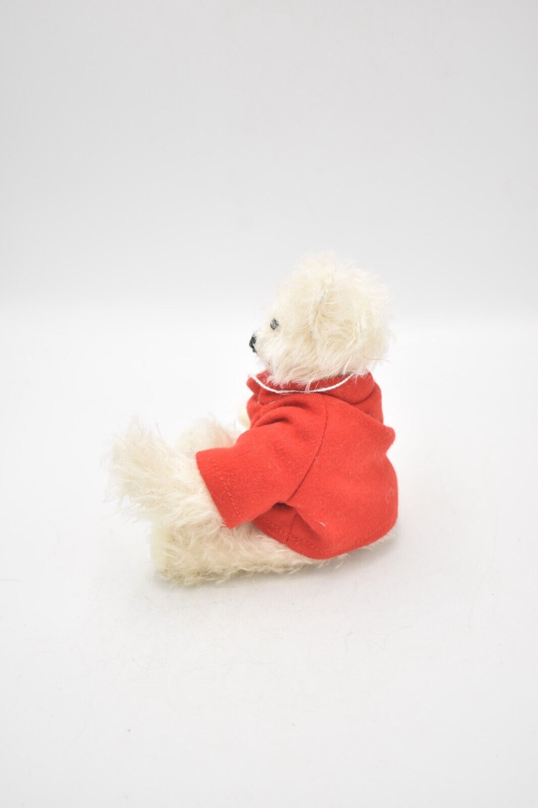 Vintage Artist Teddy Bear White Mohair Red Lifeboats Top Fully Jointed 18cm