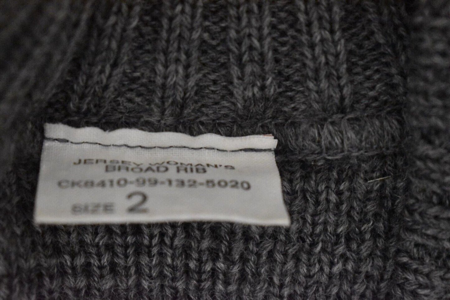 British Army Women’s Grey Wool Jersey Pullover Jumper 1978 Size 2 Broad Rib