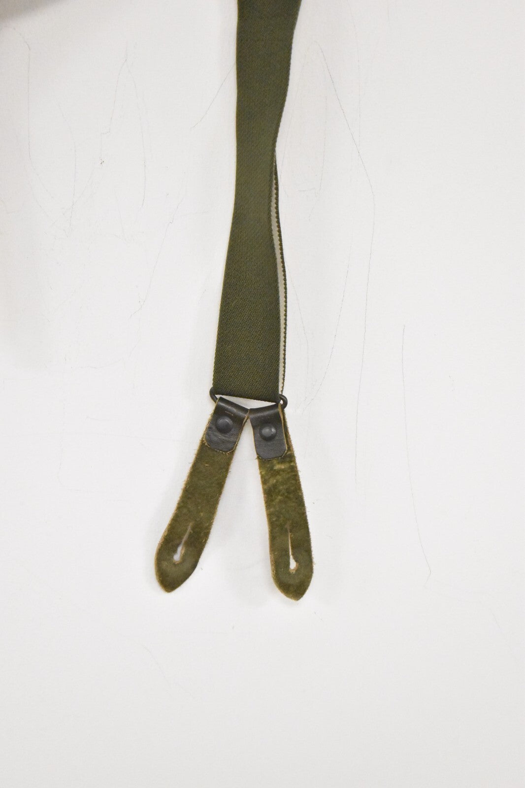 German Army Dark Green Braces with Leather Tabs – Adjustable 110cm – Military