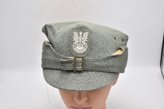 Polish Army Men's Hat Rogatywka with Eagle Patch – Moro Camo Pattern – Size 57