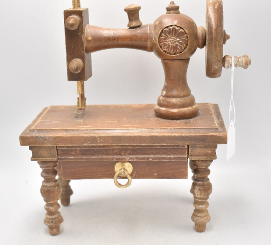 Vintage Wooden Toy Sewing Machine Display Piece 24.5cm Lovely