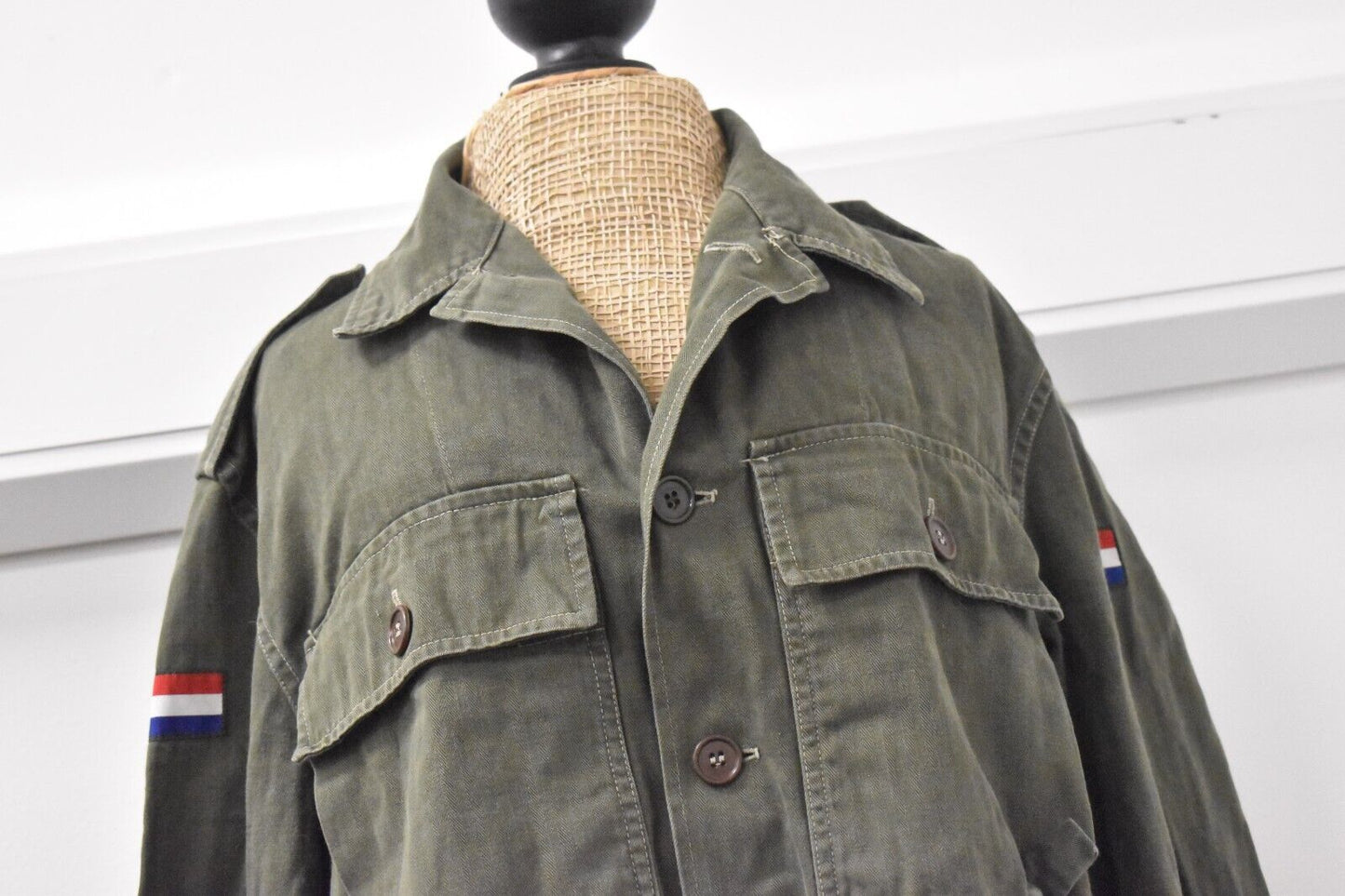 Vintage 1959 Dutch Army Fatigue Utility Shirt – Chest 38" – Authentic Military